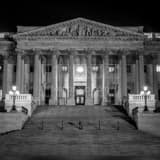Square The Senate Side of the US Capitol Building black and white Photos