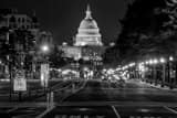 Horizontal The US Capitol Building at Night black and white Photos