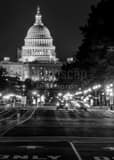 Vertical The US Capitol Building at Night black and white Photos