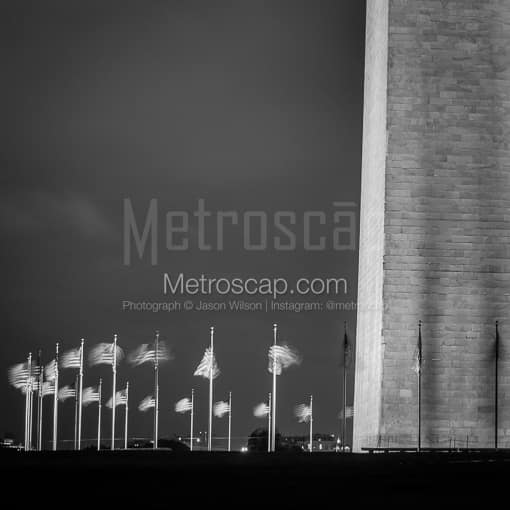 Washington DC Black and White Photos of United States Flags Surround the Washington Monument United States Flags Surround the Washington Monument -- Washington DC Black and White Photos