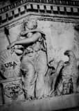 Vertical USA July 4 1776 on the US Capitol Building black and white Photos