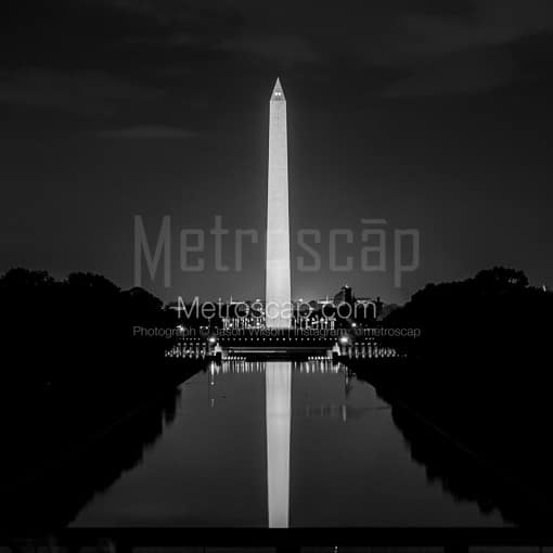 Washington DC Black and White Photos of The Washington Monument from the Steps of the Lincoln Memorial The Washington Monument from the Steps of the Lincoln Memorial -- Washington DC Black and White Photos