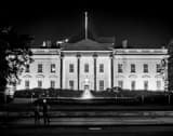 Horizontal The White House at Night black and white Photos
