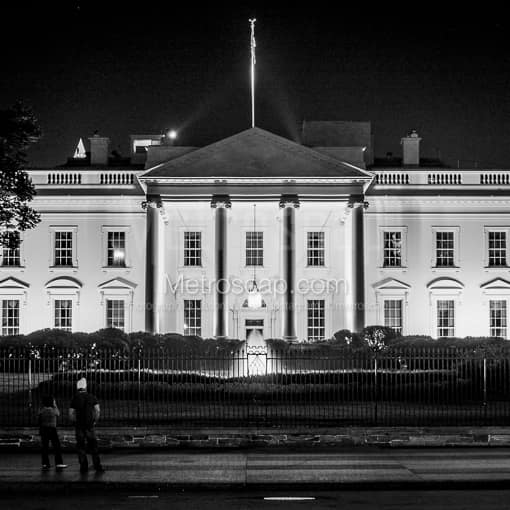 The White House at Night -- Washington DC Black and White Photos