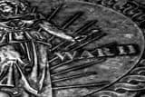 Horizontal World War II Seal at WW2 Memorial black and white Photos