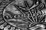 Horizontal World War II Seal at WW2 Memorial black and white Photos