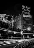 Vertical The Marsh Wheeling Stogies Building at Night black and white Pictures
