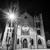 Square Saint James Church at Night black and white Pictures