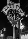 Vertical The Welcome to Wheeling Clock at Night black and white Pictures