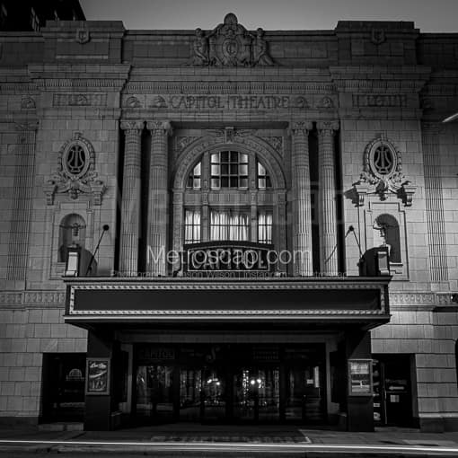 Wheeling Capitol Music Hall at Night -- Wheeling WV Black and White Photos