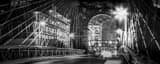 Panoramic The Wheeling West Virginia Suspension Bridge at Night landscape black and white Photography