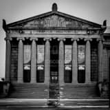 Square The Stambaugh Auditorium landscape black and white Photography