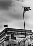 Vertical The Ohio Flag Whips in the Wind black and white Photos