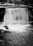 Vertical The Waterfall at Lantermans Mill in Mill Creek Park landscape black and white Photography