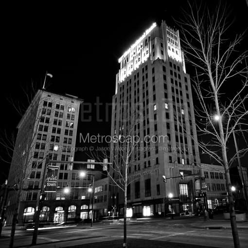 Youngstown Federal Plaza at Night -- Youngstown Black and White Photos