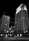 Vertical Youngstown Federal Plaza at Night black and white Photos