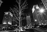 Horizontal Youngstown Market Street at Night landscape black and white Photography