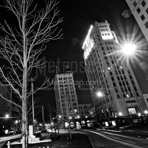 Youngstown Market Street at Night -- Youngstown Black and White Photos