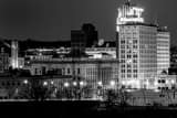 Horizontal The Youngstown Skyline at Night black and white Photos