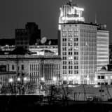 Square The Youngstown Skyline at Night black and white Photos