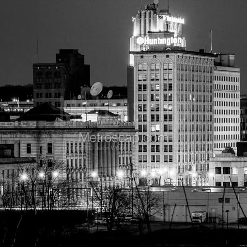The Youngstown Skyline at Night -- Youngstown Black and White Photos