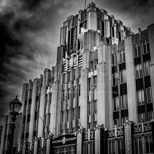 The Niagara Mohawk Building at Dusk -- Syracuse Black and White Wall Art