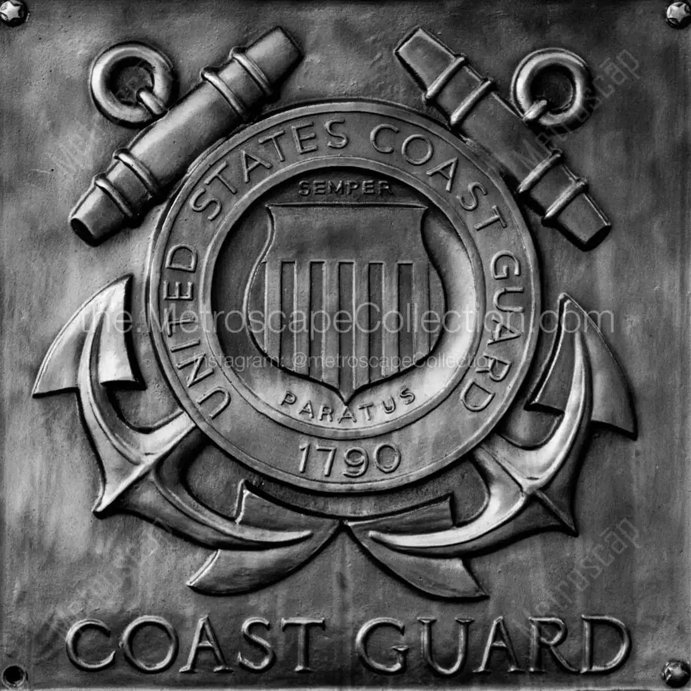 Us Coast Guard Bronze Plaque Black and White