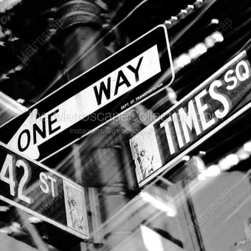 42nd Street and TImes Square -- New York City Black and White Wall Art
