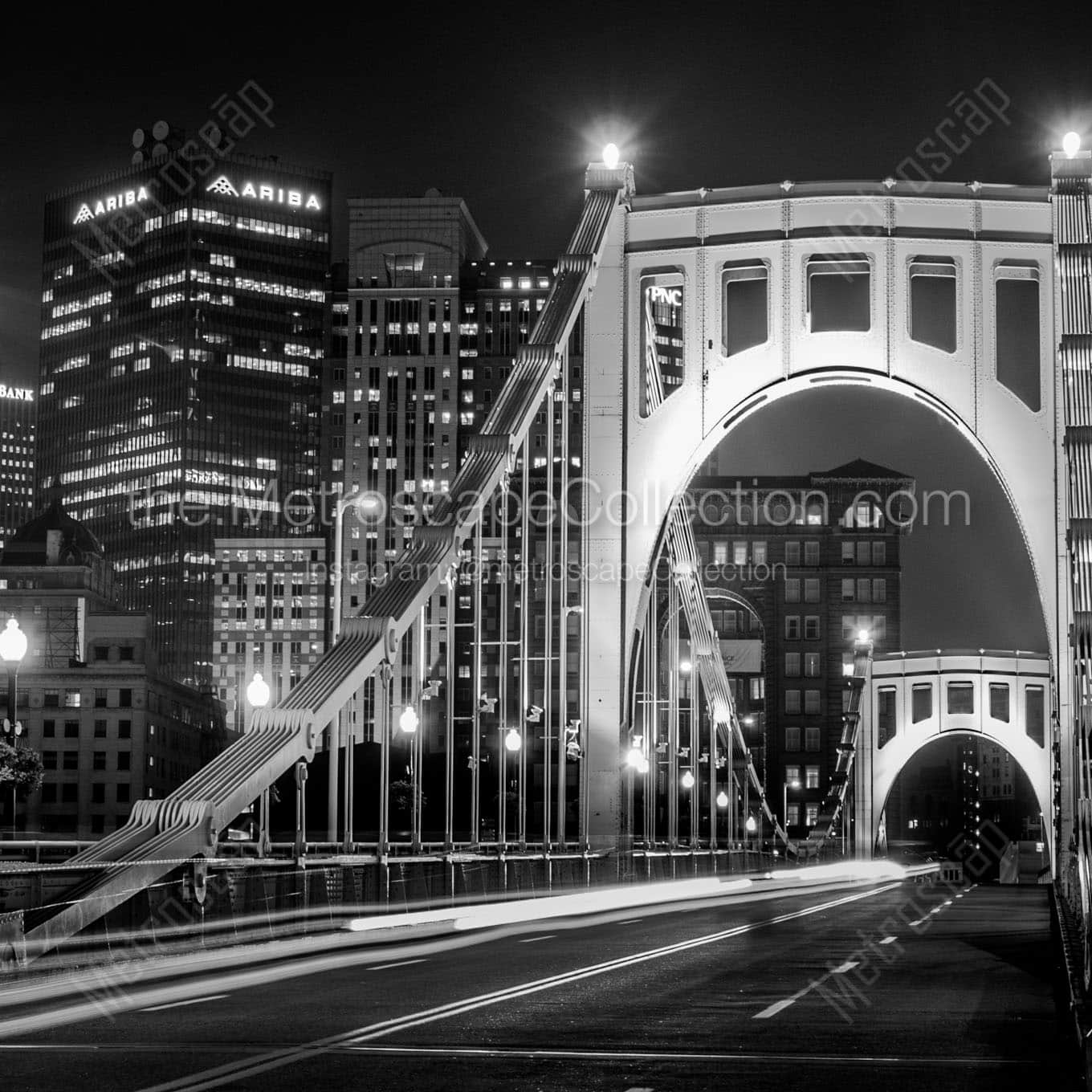 The 6th Street Roberto Clemente Bridge over the Allegheny River behind PNC Park Wall Art square crop