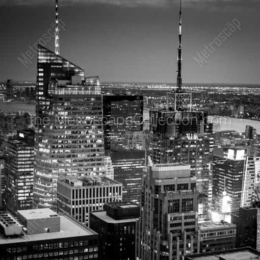 The Bank of America and Conde Nast Building Spires -- New York City Black and White Wall Art