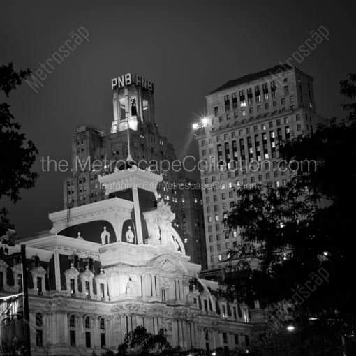 The PNB Building behind City Hall -- Philadelphia Black and White Wall Art