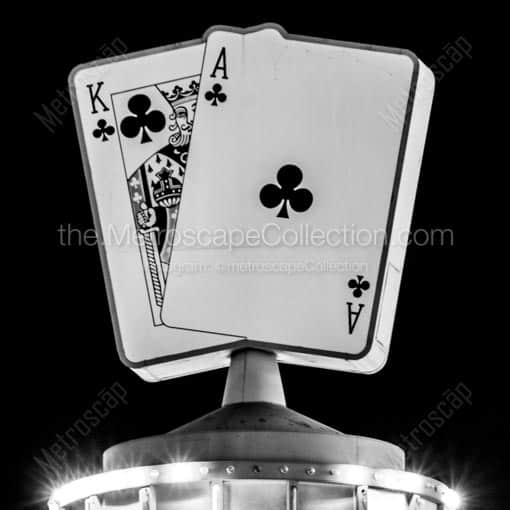 The Ace and King of Clubs on Fremont Street -- Las Vegas Black and White Wall Art