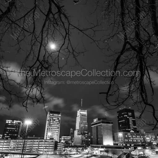 The Akron Skyline Along the MLK Jr. Boulevard -- Akron Black and White Wall Art