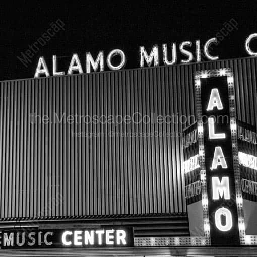 The Alamo Music Center -- San Antonio Black and White Wall Art