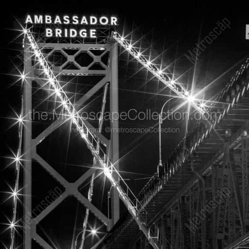 The Ambassador Bridge -- Detroit Black and White Wall Art