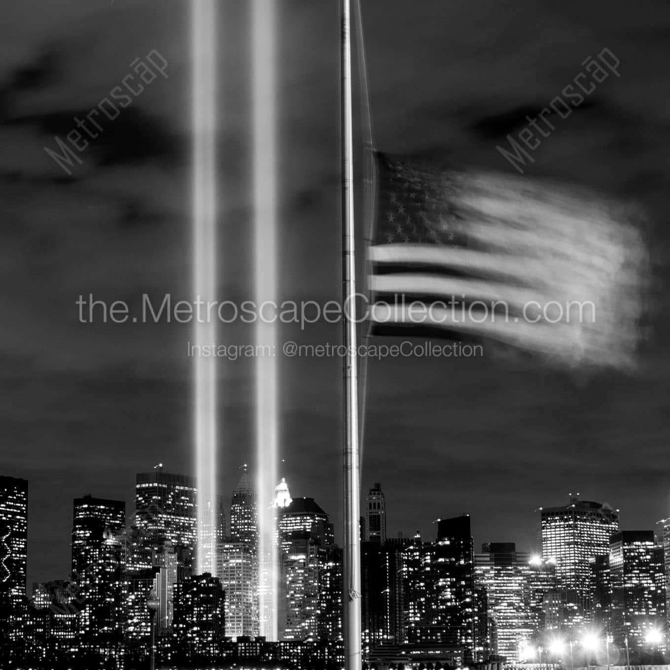 The American Flag Flies at Half Mast in Liberty Park on September 11 Wall Art square crop