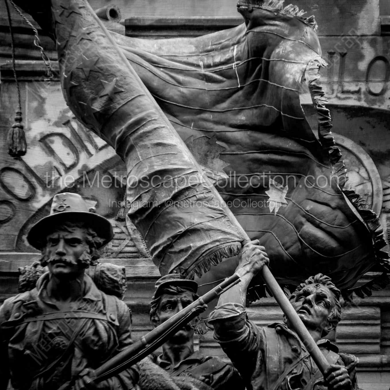 The War Torn American Flag on the Soldiers and Sailors Monument Wall Art square crop