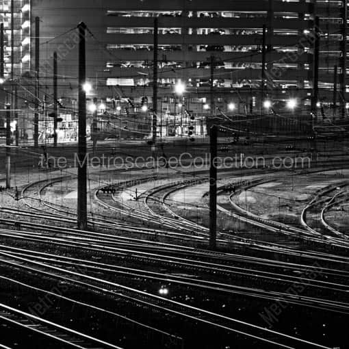 Train Tracks Feed 30th Street Station -- Philadelphia Black and White Wall Art