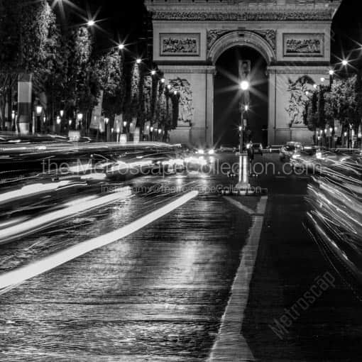 The Arc de Triomphe on the Champs Elysees -- Paris Black and White Wall Art