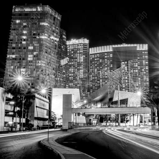 Aria Resort and Casino at Night -- Las Vegas Black and White Wall Art