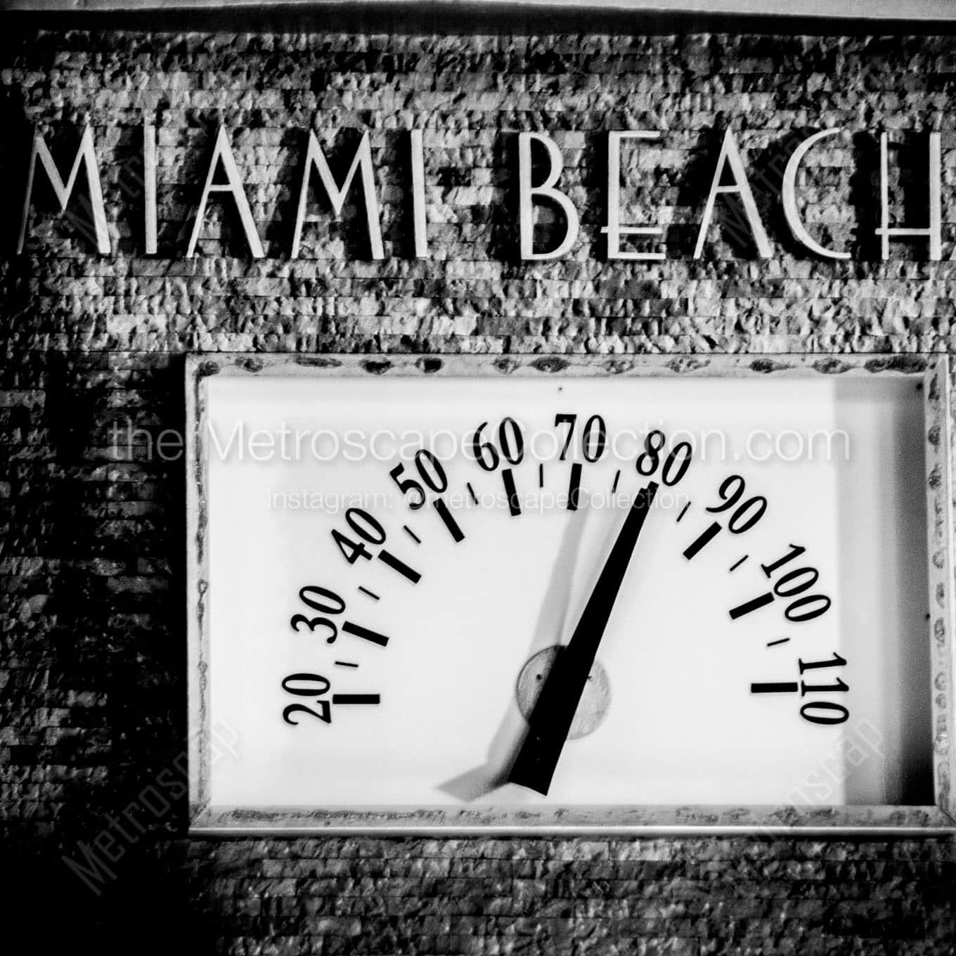 The Art Deco Temperature Gauge on South Miami Beach Wall Art square crop