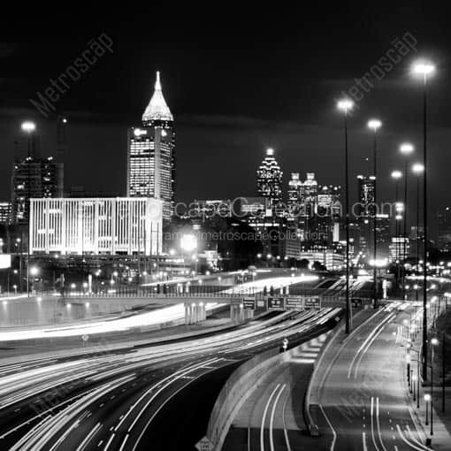 The Atlanta Skyline from 17th -- Atlanta Black and White Wall Art
