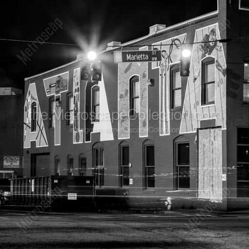 An Atlanta Wall Mural off of Marietta Street -- Atlanta Black and White Wall Art