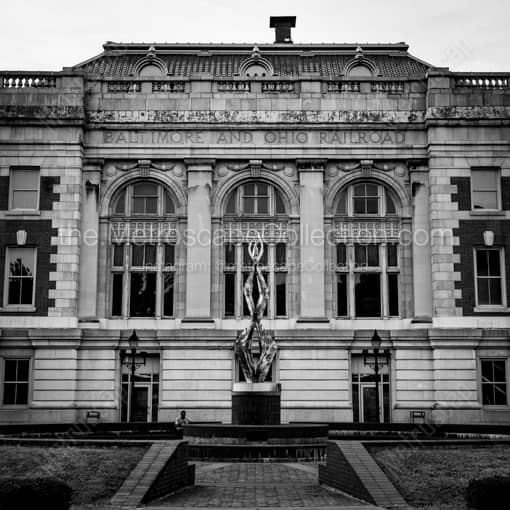 The Baltimore and Ohio Railroad Building -- Wheeling WV Black and White Wall Art