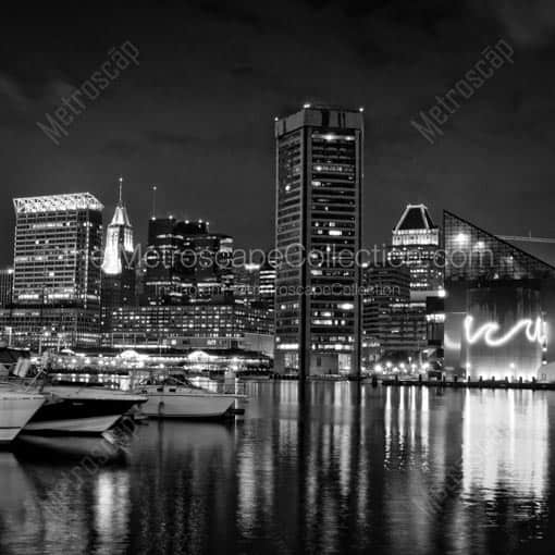 The Baltimore Aquarium on the Inner Harbor -- Baltimore Black and White Wall Art