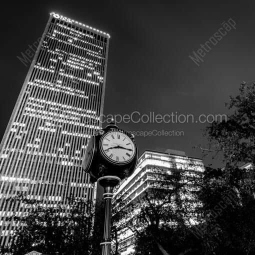 The Bank of Oklahoma Building at Night -- Tulsa Black and White Wall Art