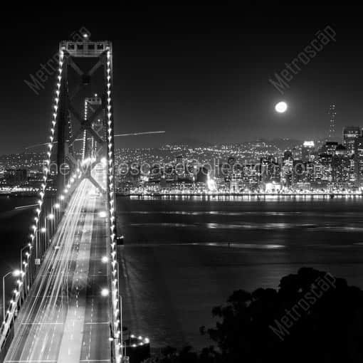 The San Francisco Bay Bridge from Yerba Buena Island -- San Francisco Black and White Wall Art