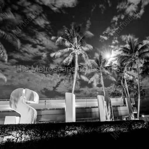 The Bayside Sign -- Miami Black and White Wall Art
