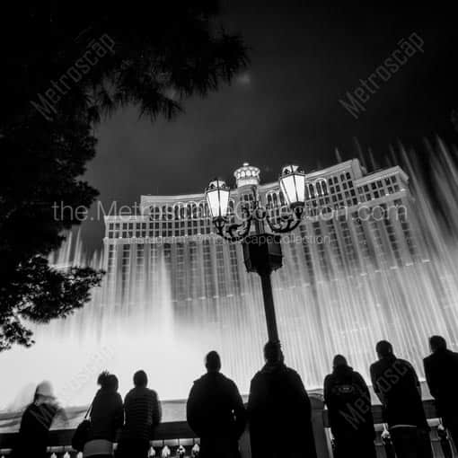 The Bellagio Fountains Epic Fountain Show -- Las Vegas Black and White Wall Art