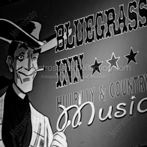 The Bluegrass Inn Sign -- Nashville Black and White Wall Art